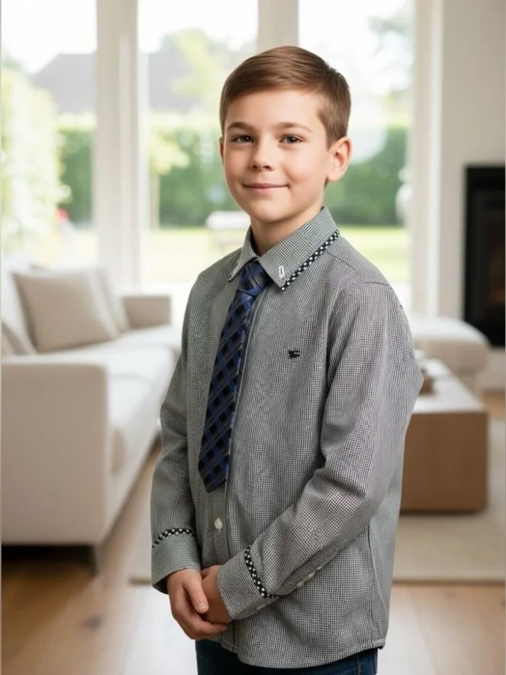 ** NEW Deux Par Deux Boys Shirt and Tie Set Size 10